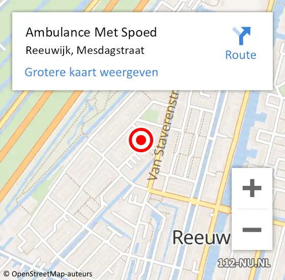 Locatie op kaart van de 112 melding: Ambulance Met Spoed Naar Reeuwijk, Mesdagstraat op 18 augustus 2016 22:12