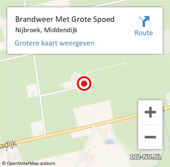 Locatie op kaart van de 112 melding: Brandweer Met Grote Spoed Naar Nijbroek, Middendijk op 19 augustus 2016 00:05