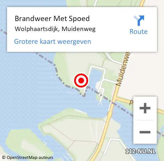 Locatie op kaart van de 112 melding: Brandweer Met Spoed Naar Wolphaartsdijk, Muidenweg op 19 augustus 2016 00:16