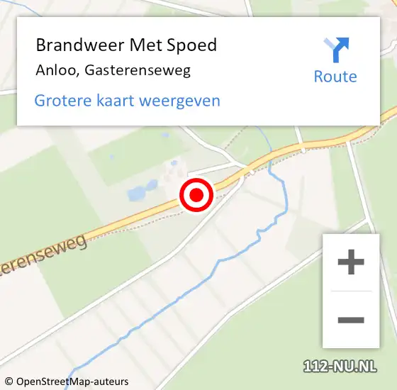 Locatie op kaart van de 112 melding: Brandweer Met Spoed Naar Anloo, Gasterenseweg op 19 augustus 2016 01:07