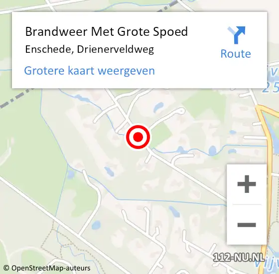 Locatie op kaart van de 112 melding: Brandweer Met Grote Spoed Naar Enschede, Drienerveldweg op 19 augustus 2016 01:43