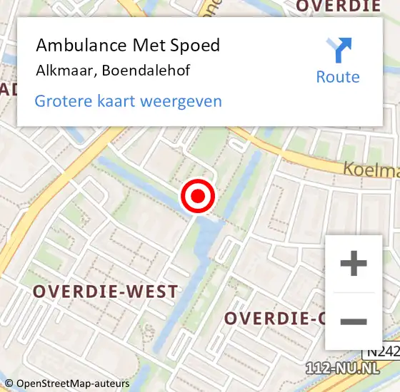 Locatie op kaart van de 112 melding: Ambulance Met Spoed Naar Alkmaar, Boendalehof op 19 augustus 2016 02:42