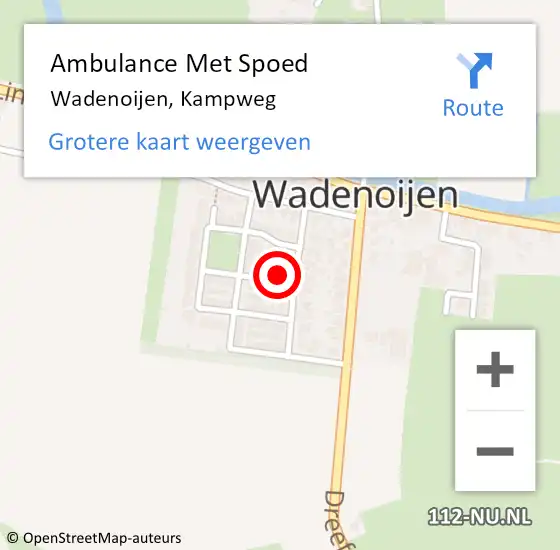 Locatie op kaart van de 112 melding: Ambulance Met Spoed Naar Wadenoijen, Kampweg op 19 augustus 2016 04:35