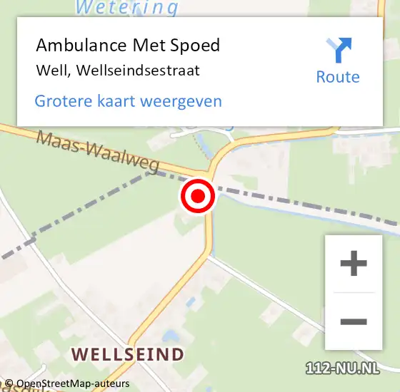 Locatie op kaart van de 112 melding: Ambulance Met Spoed Naar Well, Wellseindsestraat op 19 augustus 2016 08:02