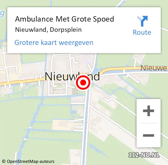 Locatie op kaart van de 112 melding: Ambulance Met Grote Spoed Naar Nieuwland, Dorpsplein op 19 augustus 2016 08:59