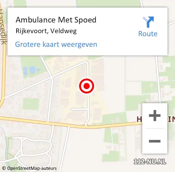 Locatie op kaart van de 112 melding: Ambulance Met Spoed Naar Rijkevoort, Veldweg op 19 augustus 2016 09:20