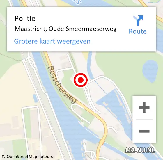 Locatie op kaart van de 112 melding: Politie Maastricht, Oude Smeermaeserweg op 19 augustus 2016 09:32