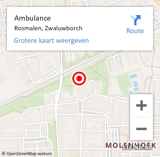 Locatie op kaart van de 112 melding: Ambulance Rosmalen, Zwaluwborch op 19 augustus 2016 10:06