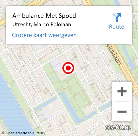 Locatie op kaart van de 112 melding: Ambulance Met Spoed Naar Utrecht, Marco Pololaan op 19 augustus 2016 10:27