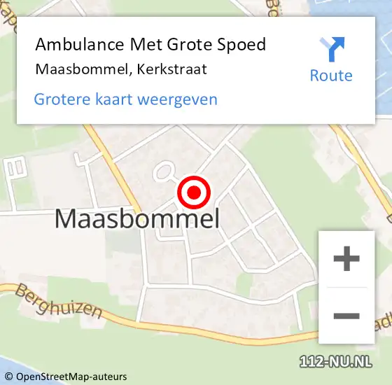 Locatie op kaart van de 112 melding: Ambulance Met Grote Spoed Naar Maasbommel, Kerkstraat op 19 augustus 2016 10:40