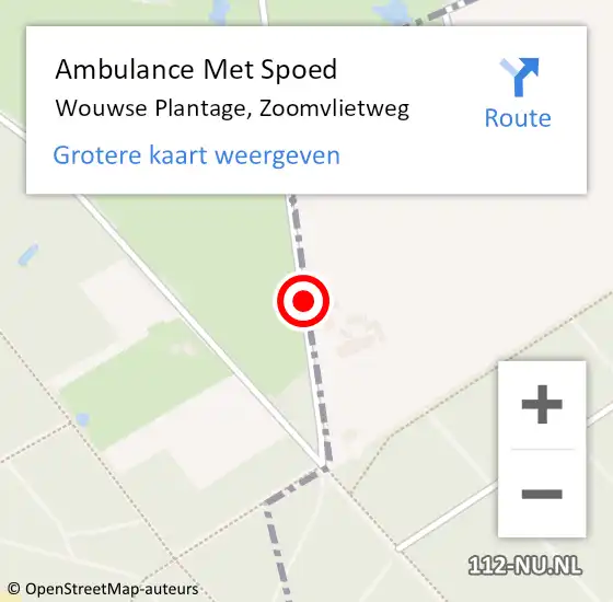 Locatie op kaart van de 112 melding: Ambulance Met Spoed Naar Wouwse Plantage, Zoomvlietweg op 19 augustus 2016 10:45