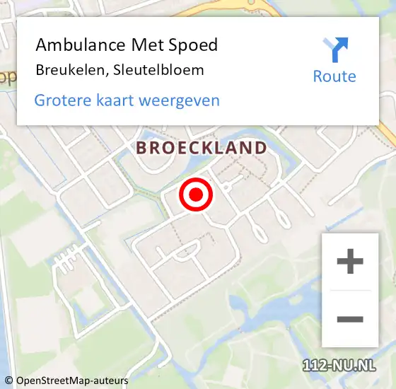 Locatie op kaart van de 112 melding: Ambulance Met Spoed Naar Breukelen, Sleutelbloem op 19 augustus 2016 11:15