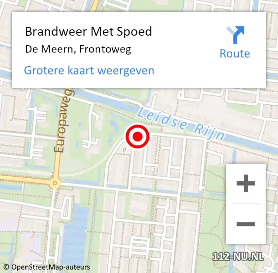 Locatie op kaart van de 112 melding: Brandweer Met Spoed Naar De Meern, Frontoweg op 24 december 2013 12:22