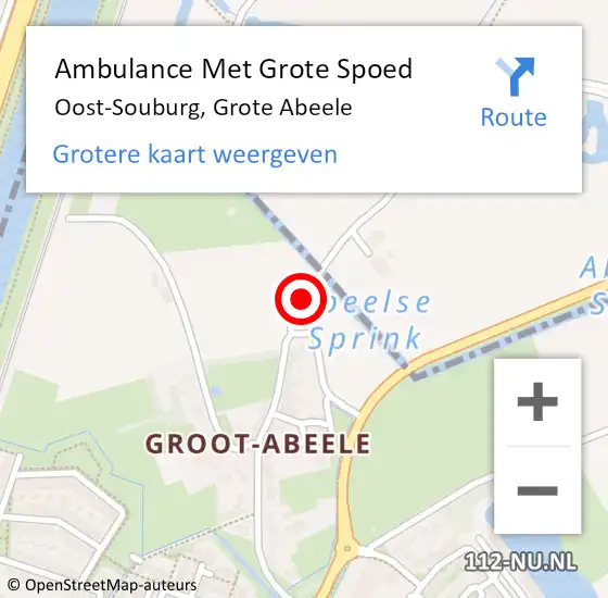 Locatie op kaart van de 112 melding: Ambulance Met Grote Spoed Naar Oost-Souburg, Grote Abeele op 19 augustus 2016 12:00