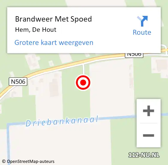 Locatie op kaart van de 112 melding: Brandweer Met Spoed Naar Hem, De Hout op 24 december 2013 12:26