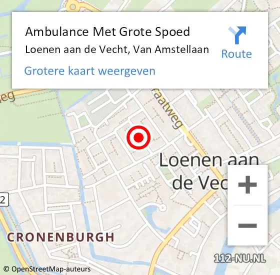 Locatie op kaart van de 112 melding: Ambulance Met Grote Spoed Naar Loenen aan de Vecht, Van Amstellaan op 19 augustus 2016 12:30