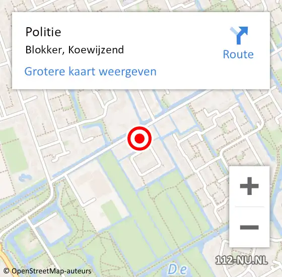 Locatie op kaart van de 112 melding: Politie Blokker, Koewijzend op 19 augustus 2016 12:38