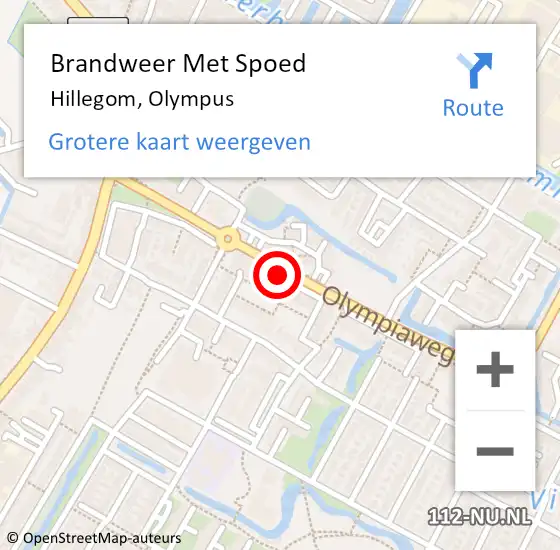 Locatie op kaart van de 112 melding: Brandweer Met Spoed Naar Hillegom, Olympus op 24 december 2013 12:28