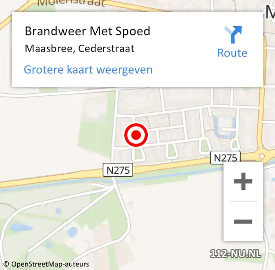 Locatie op kaart van de 112 melding: Brandweer Met Spoed Naar Maasbree, Cederstraat op 19 augustus 2016 13:24