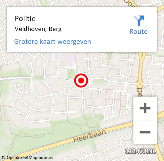 Locatie op kaart van de 112 melding: Politie Veldhoven, Berg op 19 augustus 2016 13:48