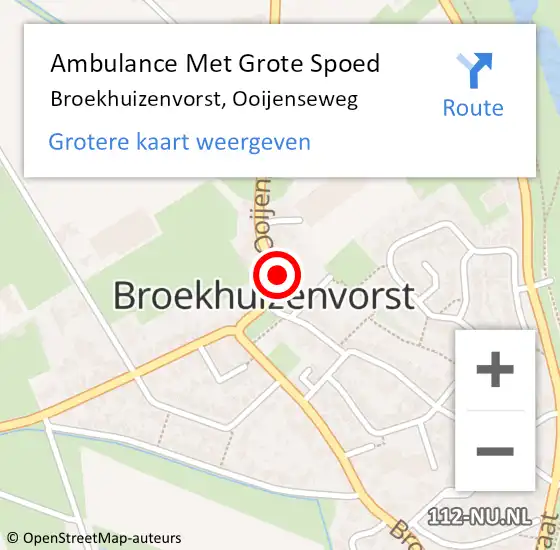 Locatie op kaart van de 112 melding: Ambulance Met Grote Spoed Naar Broekhuizenvorst, Ooijenseweg op 19 augustus 2016 14:21