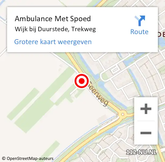 Locatie op kaart van de 112 melding: Ambulance Met Spoed Naar Wijk bij Duurstede, Trekweg op 19 augustus 2016 15:24