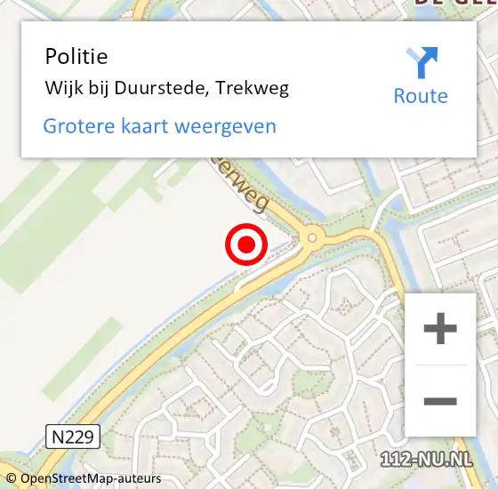 Locatie op kaart van de 112 melding: Politie Wijk bij Duurstede, Trekweg op 19 augustus 2016 15:24
