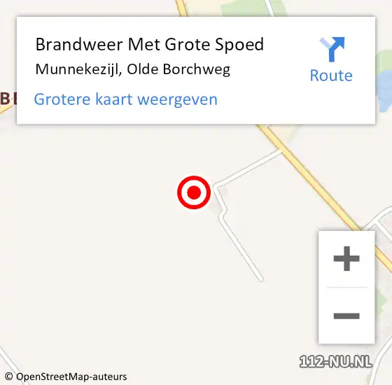 Locatie op kaart van de 112 melding: Brandweer Met Grote Spoed Naar Munnekezijl, Olde Borchweg op 19 augustus 2016 15:35