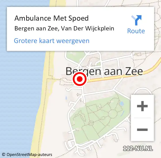 Locatie op kaart van de 112 melding: Ambulance Met Spoed Naar Bergen aan Zee, Van Der Wijckplein op 19 augustus 2016 15:40