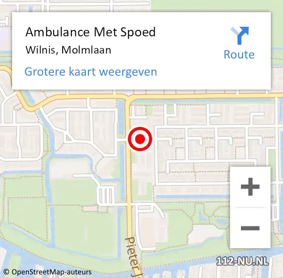 Locatie op kaart van de 112 melding: Ambulance Met Spoed Naar Wilnis, Molmlaan op 19 augustus 2016 17:22