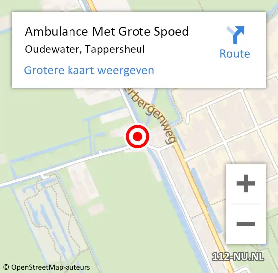 Locatie op kaart van de 112 melding: Ambulance Met Grote Spoed Naar Oudewater, Tappersheul op 19 augustus 2016 19:18