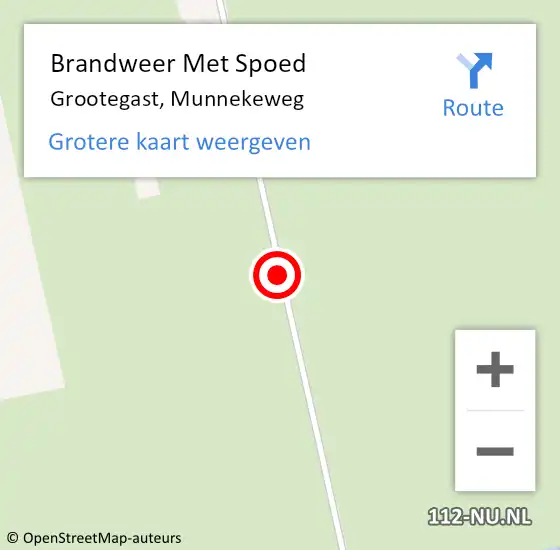 Locatie op kaart van de 112 melding: Brandweer Met Spoed Naar Grootegast, Munnekeweg op 19 augustus 2016 20:12