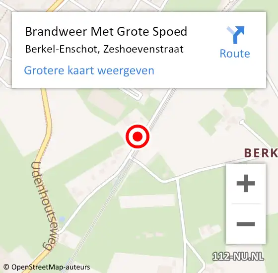 Locatie op kaart van de 112 melding: Brandweer Met Grote Spoed Naar Berkel-Enschot, Zeshoevenstraat op 19 augustus 2016 21:00