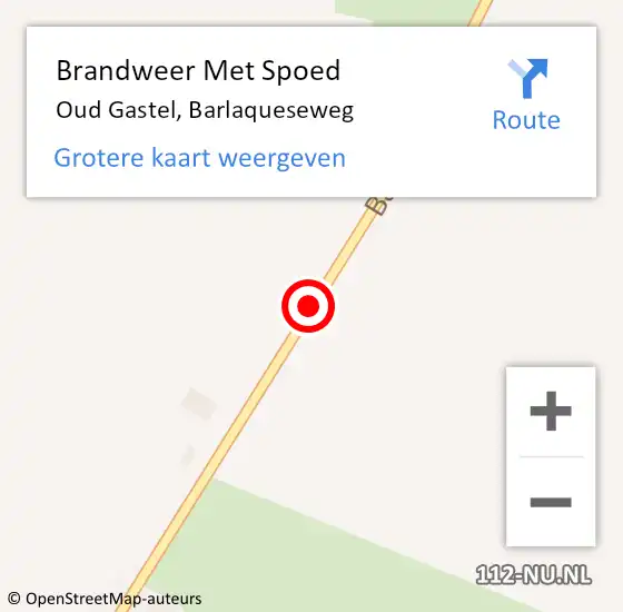 Locatie op kaart van de 112 melding: Brandweer Met Spoed Naar Oud Gastel, Barlaqueseweg op 19 augustus 2016 21:17