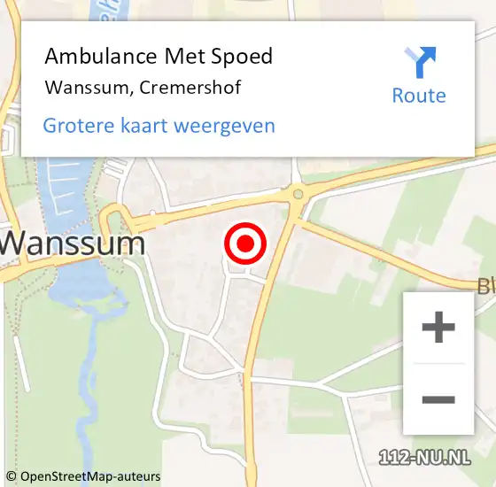 Locatie op kaart van de 112 melding: Ambulance Met Spoed Naar Wanssum, Cremershof op 24 december 2013 13:06