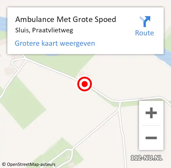 Locatie op kaart van de 112 melding: Ambulance Met Grote Spoed Naar Sluis, Praatvlietweg op 19 augustus 2016 22:01