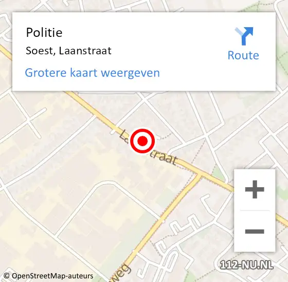 Locatie op kaart van de 112 melding: Politie Soest, Laanstraat op 19 augustus 2016 23:37