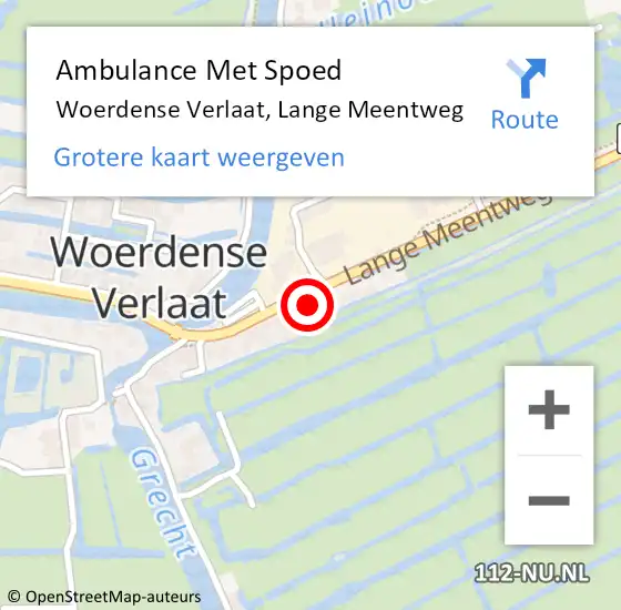 Locatie op kaart van de 112 melding: Ambulance Met Spoed Naar Woerdense Verlaat, Lange Meentweg op 19 augustus 2016 23:49