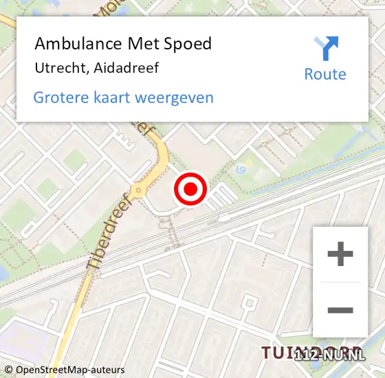 Locatie op kaart van de 112 melding: Ambulance Met Spoed Naar Utrecht, Aidadreef op 20 augustus 2016 00:02