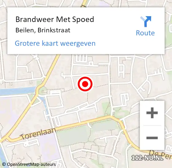 Locatie op kaart van de 112 melding: Brandweer Met Spoed Naar Beilen, Brinkstraat op 20 augustus 2016 00:07