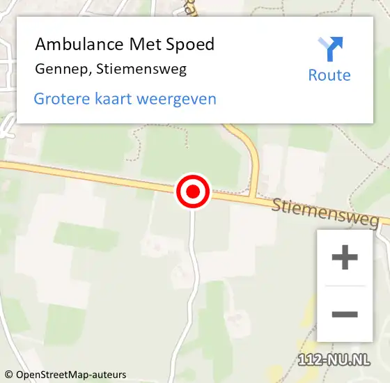 Locatie op kaart van de 112 melding: Ambulance Met Spoed Naar Gennep, Stiemensweg op 20 augustus 2016 00:49