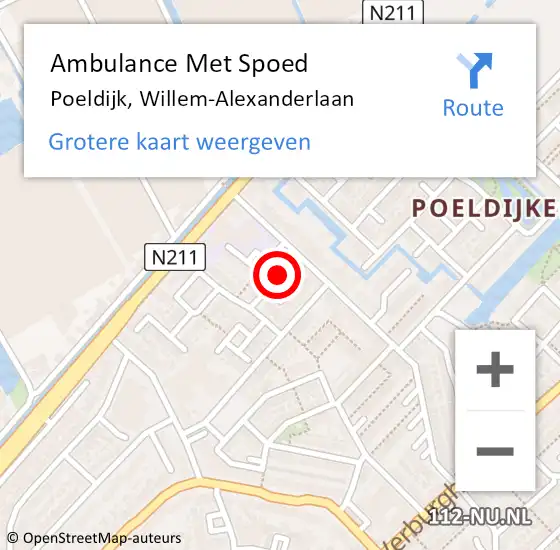 Locatie op kaart van de 112 melding: Ambulance Met Spoed Naar Poeldijk, Willem-Alexanderlaan op 20 augustus 2016 01:27