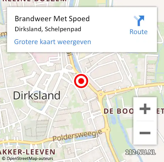 Locatie op kaart van de 112 melding: Brandweer Met Spoed Naar Dirksland, Schelpenpad op 20 augustus 2016 01:54