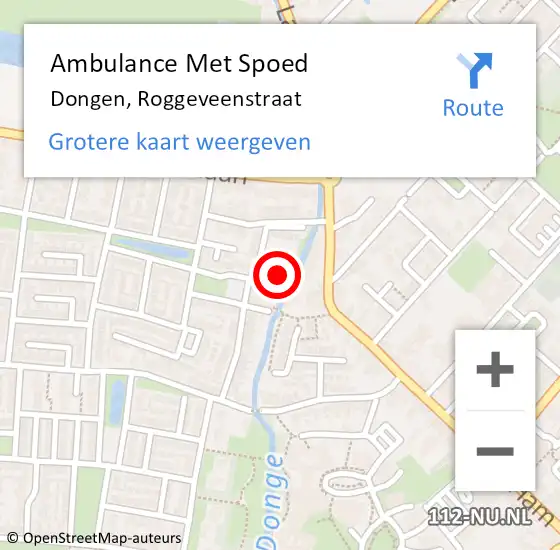 Locatie op kaart van de 112 melding: Ambulance Met Spoed Naar Dongen, Roggeveenstraat op 20 augustus 2016 03:25