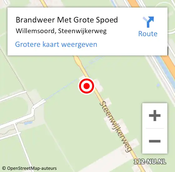Locatie op kaart van de 112 melding: Brandweer Met Grote Spoed Naar Willemsoord, Steenwijkerweg op 20 augustus 2016 03:38