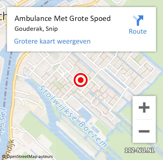 Locatie op kaart van de 112 melding: Ambulance Met Grote Spoed Naar Gouderak, Snip op 20 augustus 2016 04:43