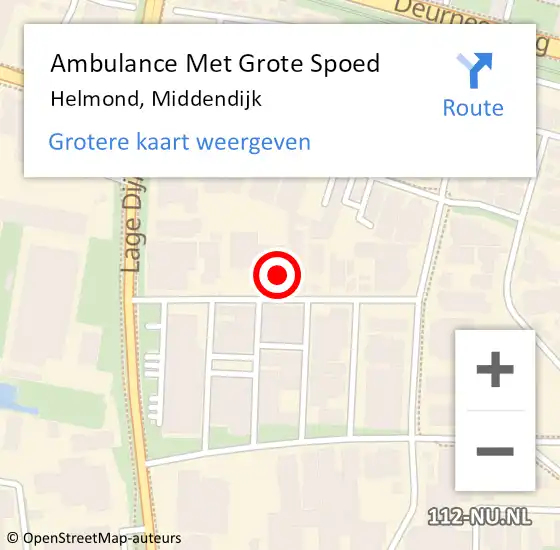 Locatie op kaart van de 112 melding: Ambulance Met Grote Spoed Naar Helmond, Middendijk op 20 augustus 2016 06:07