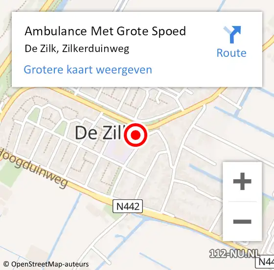 Locatie op kaart van de 112 melding: Ambulance Met Grote Spoed Naar De Zilk, Zilkerduinweg op 20 augustus 2016 07:08