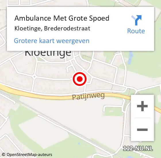 Locatie op kaart van de 112 melding: Ambulance Met Grote Spoed Naar Kloetinge, Brederodestraat op 20 augustus 2016 07:26