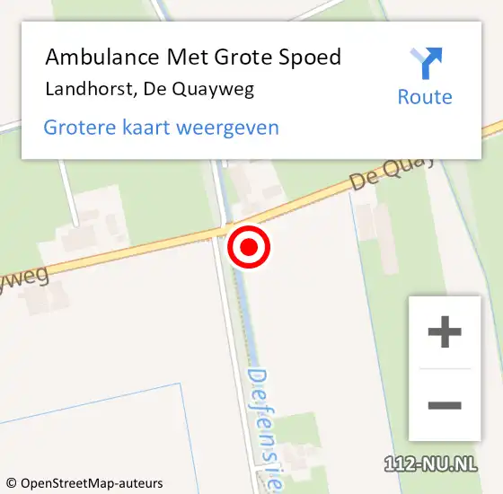 Locatie op kaart van de 112 melding: Ambulance Met Grote Spoed Naar Landhorst, De Quayweg op 20 augustus 2016 07:50